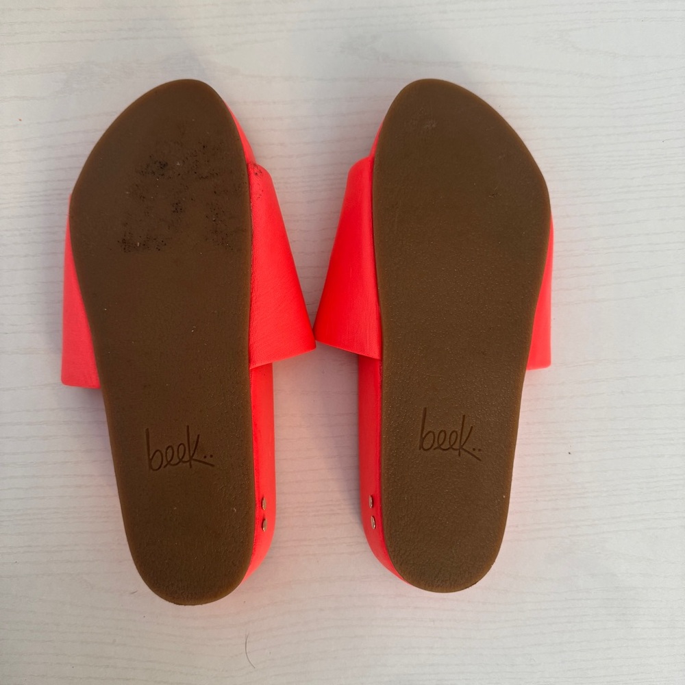 Beek Pelican Leather Platform Sandal Watermelon Size 9 - Picture 9 of 9